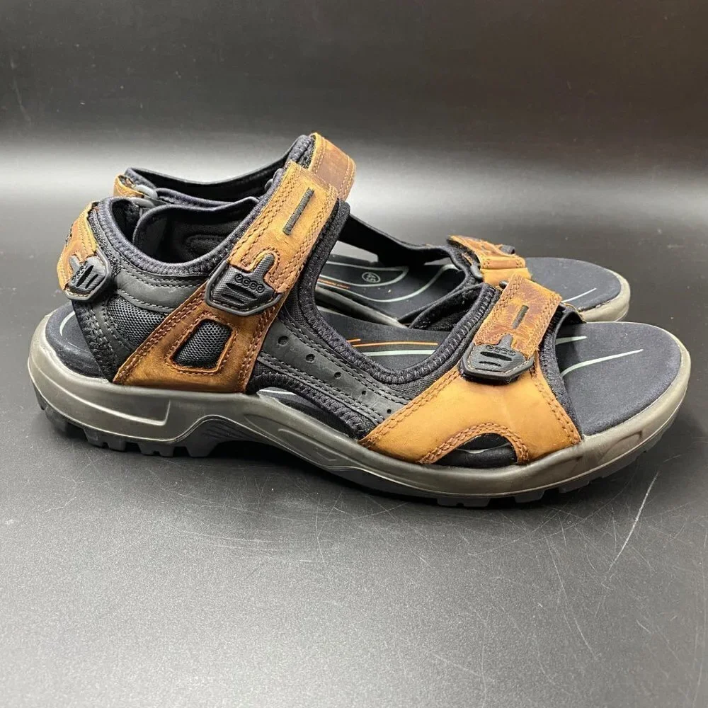 Ecco Yucatán Receptor Brown Adjustable Sandals Men's Size 45/U.S. 11